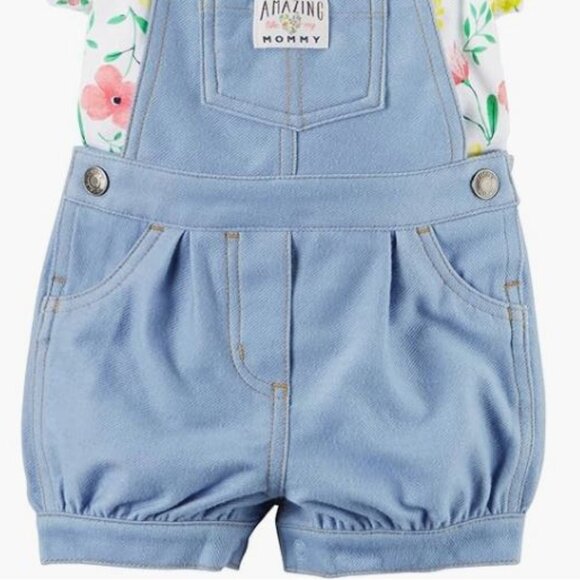 Toddler Girls' Floral Shortall Amazing Like my Mommy Set Summer Girls Mom - Picture 3 of 3